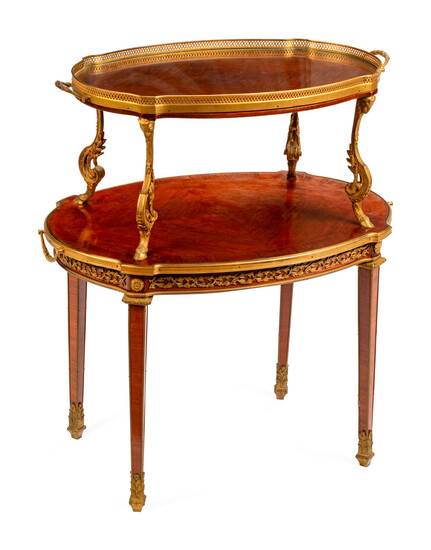 A Louis XVI Style Gilt Bronze Mounted Two-Tier Serving Table