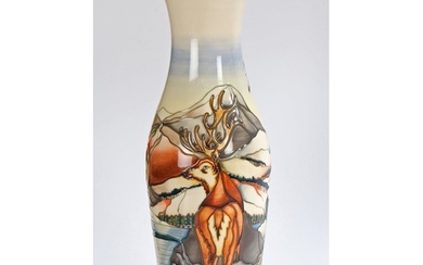 A Moorcroft Pottery Highland Stag vase, designed by Kerry G...