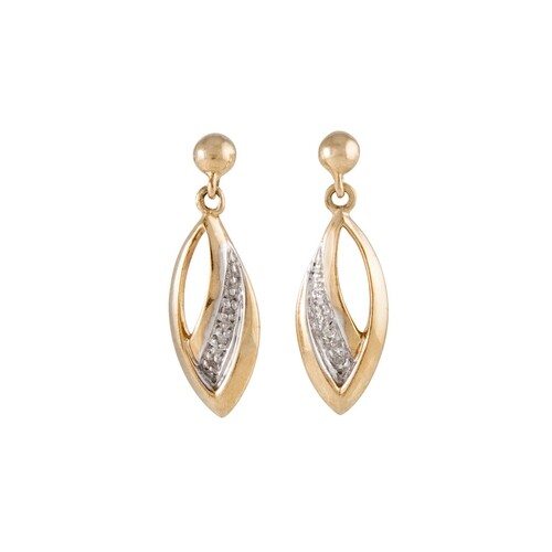 A PAIR OF DIAMOND SET EARRINGS, drop design, mounted in gold