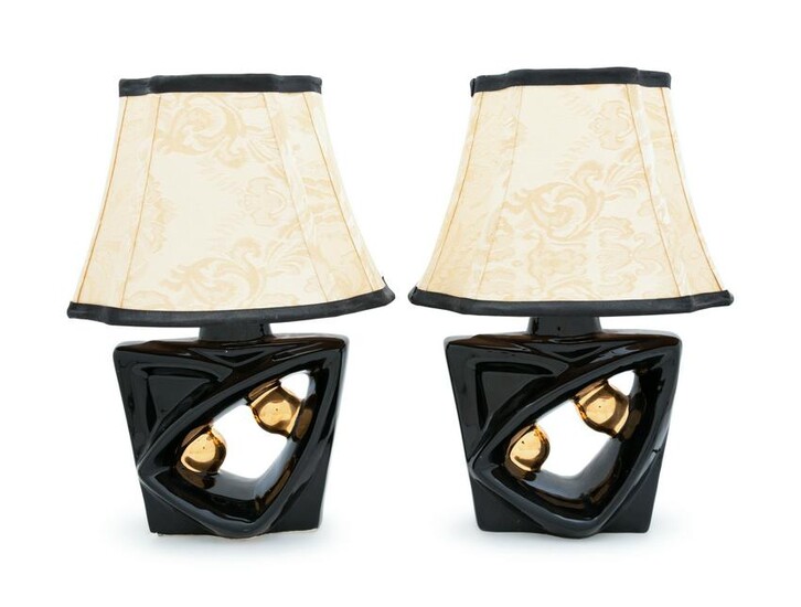 A Pair of Art Deco Pottery Lamps