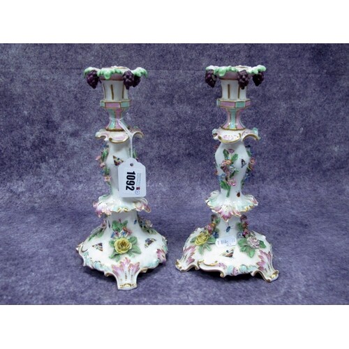 A Pair of Early XX Century German Porcelain Candlesticks, of...