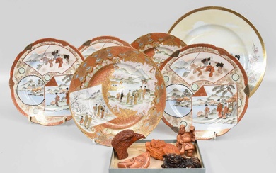 A Pair of Japanese Meiji Period Kutani Porcelain Plates; a...