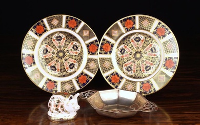 A Pair of Royal Crown Derby Bone China 'Old Imari' Plates, 6¼'' (16 cm) in diameter, a Small Royal C