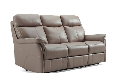 A Verona 'latte' leather three seater sofa and a pair of arm...