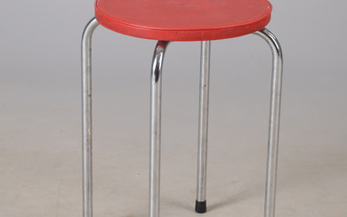 A chrome/vinyl stool, mid 20th century.