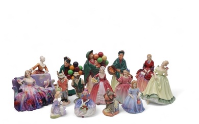 A collection of Royal Doulton figures including Sweet and Tw...
