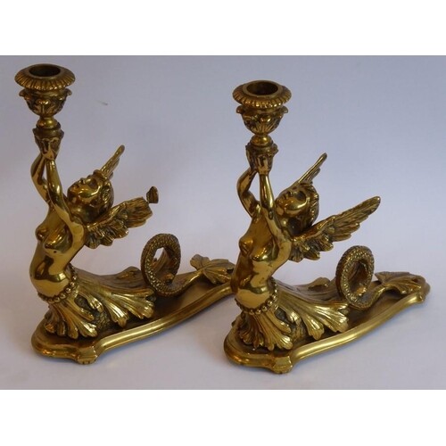 A fine pair of heavy early/mid-19th century lacquered gilt-b...