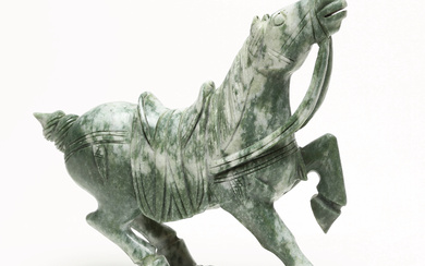 A horse sculpture, soapstone, 20th century.