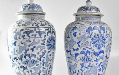 A large 20th century Chinese blue and white ginger jar...