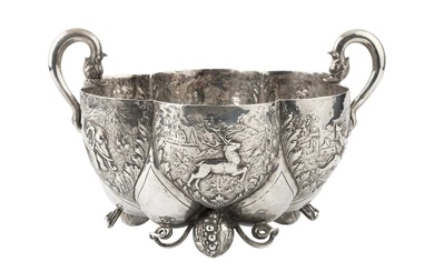 A late 19th/early 20th century Hanau silver lobed bowl, each...