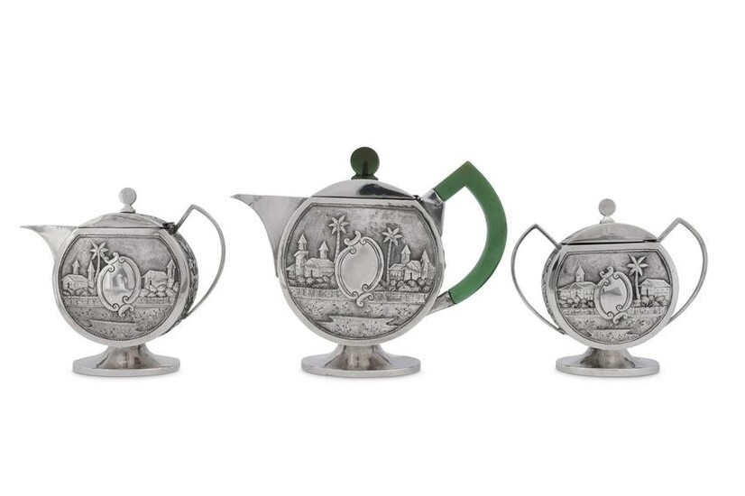 A mid-20th century Indian unmarked silver three-piece
