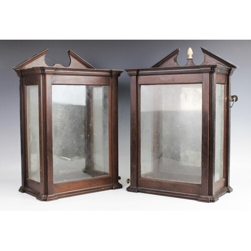 A pair of George III mahogany lanthorns or lanterns, of arch...