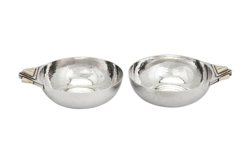 A pair of George V Art Deco sterling silver and ivory