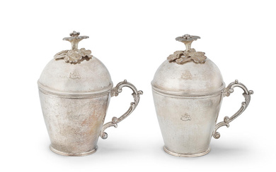 A pair of Ottoman parcel-gilt silver sahlep cups Turkey, Period...