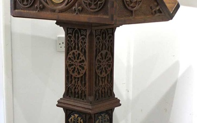 A superb Arts & Crafts carved oak Lectern in the Aesthetic taste, dated 1924