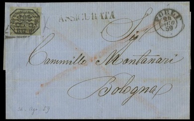 ANTICHI STATI ITALIANI - ROMAGNE. Assicurata da Forlì, 24.8.1859, per...