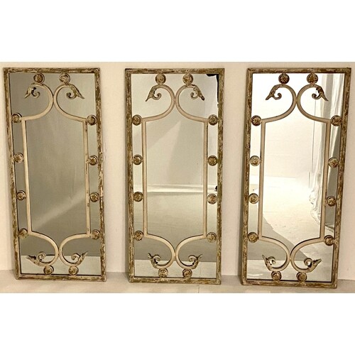 ARCHITECTURAL WALL MIRRORS, a set of three, 111cm x 48cm, Re...