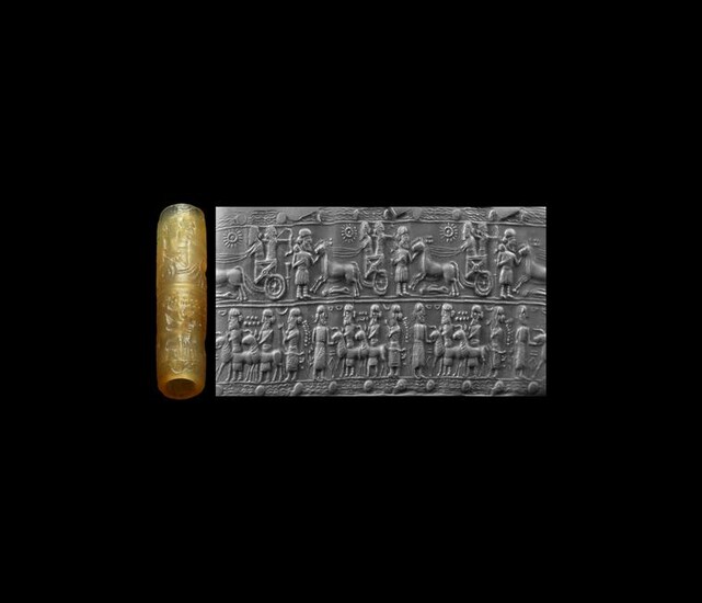 Achaemenid Cylinder Seal with Battle Scene