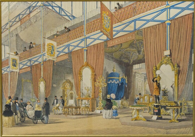 After Joseph Nash OWS, British 1809-1878- Scenes from the Great Exhibition, Crystal Palace, 1851; hand-coloured lithograph, four, each 32.5 x 47.5 cm (4)