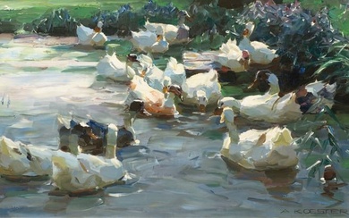 Alexander Koester (1864–1918) Ducks on a pond