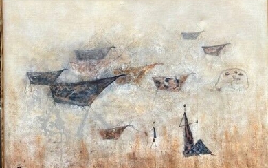 Amadou BA, né en 1944 : Brousse Sèche Acrylique sur toile signée en bas à...