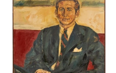 American School, large oil on canvas portrait