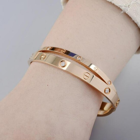 Cartier Joined Love Bracelet in 18KT Rose Gold & White Gold 0.75 CTW by WP  Diamonds – myGemma| Item #108549