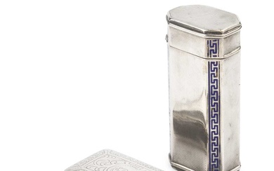 An early Victorian silver rectangular vinaigrette, with engraved decoration, and...