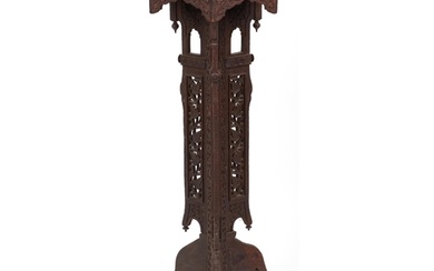 Anglo Indian plant stand profusely carved with flowers and f...