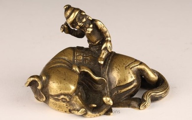 Antique Chinese Gilt Bronze Scroll Weight