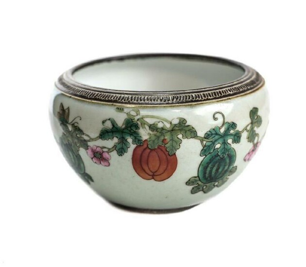 Antique Chinese Enamel Ceramic Bowl, 19th Century