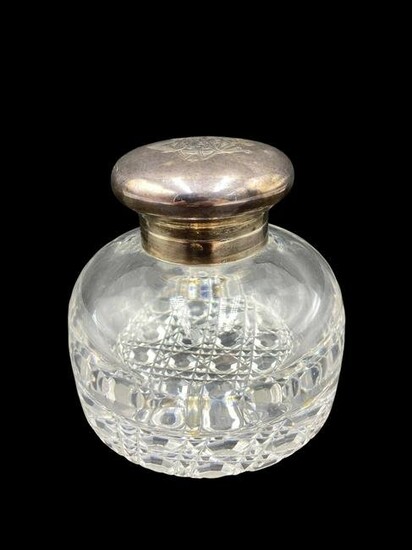 Antique English Cut Crystal and Sterling Silver Bottle