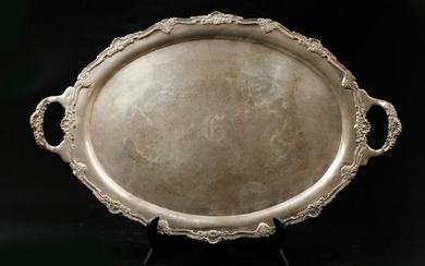 Antique Hecho en mexico sterling silver tray with handles, marked