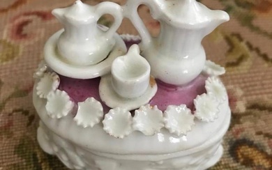 Antique Victorian Porcelain Tea Set Fairing Box