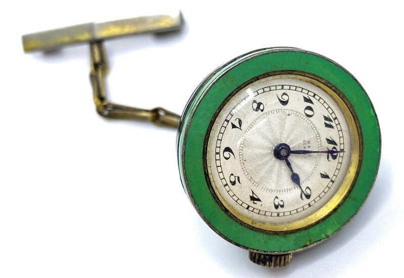 Art Deco Haas Geneve Silver Enamel Watch Pendant
