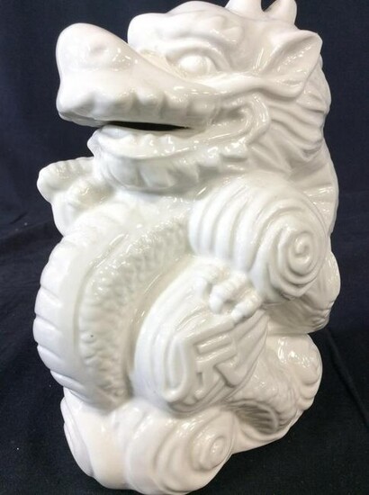 Blanc De Chine Porcelain Asian Dragon Statue
