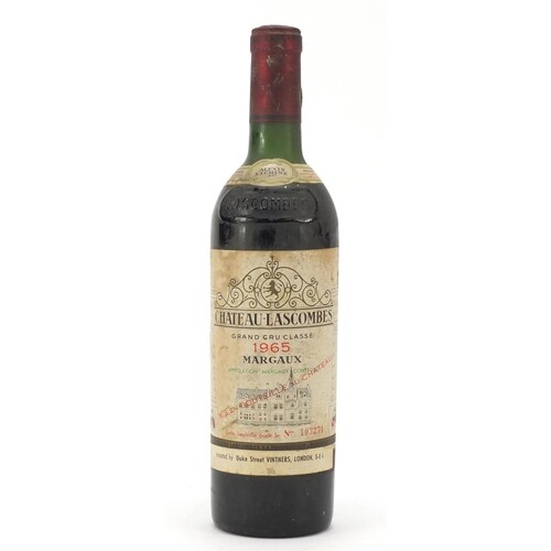 Bottle of 1965 Chateau Lascombes Margaux red wine
