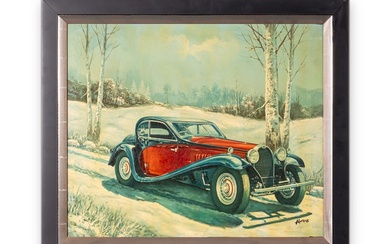 Bugatti Type 50 Oil Painting