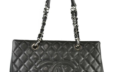 CHANEL; a 2013/14 grey caviar leather quilted GST grand shopping...