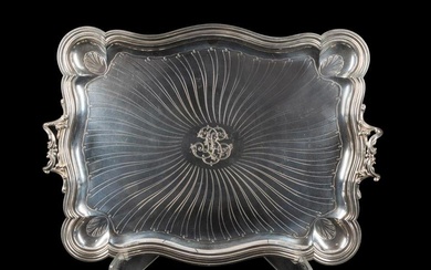 CHRISTOFLE MONOGRAMMED SILVERPLATE TRAY
