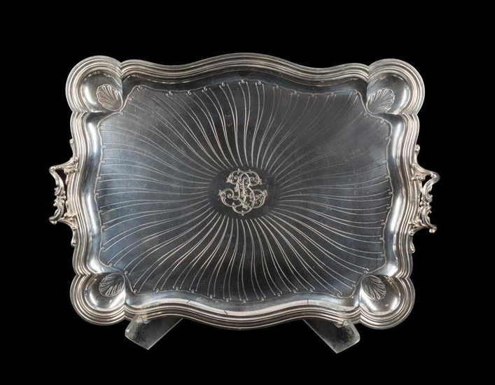 CHRISTOFLE MONOGRAMMED SILVERPLATE TRAY