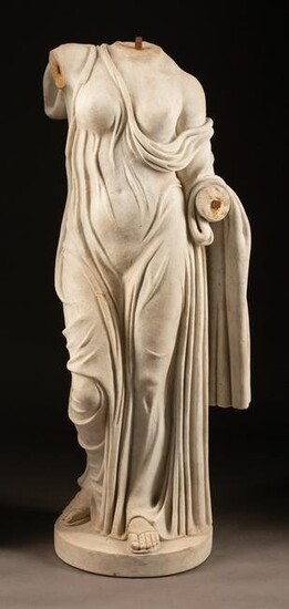 Carved Marble Classical Figure of a Draped Woman
