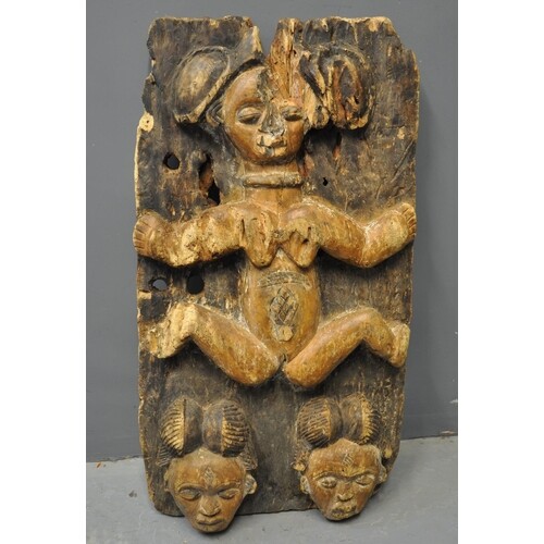 Central/Southern African carved and stained wooden fertility...
