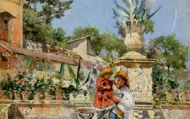 Cesare Auguste Detti (Italy,1847-1914) oil painting antique