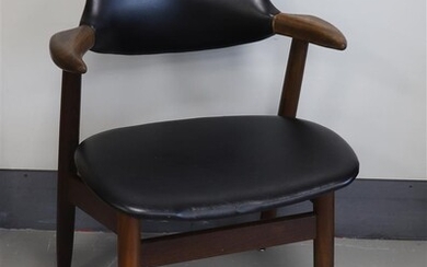 Chaise de salle à manger vintage 'Koehoorn' en bois de wengé avec revêtement en cuir...