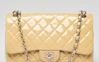 Chanel Beige Quilted Patent Leather