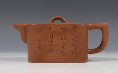 China, yixing potty, 20th century, with carved decor...