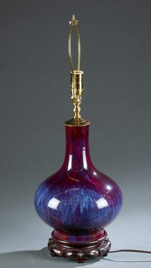Chinese flambe glaze vase lamp, 18th/19th c.
