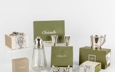 Christofle France, a collection of 7 pieces of silver-plated and silver table accessories. (H:16 x