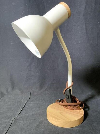 Contemporary Metal and Wood Desk Lamp